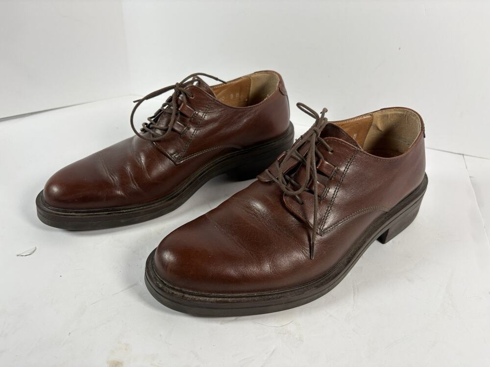 G.H. Bass 2533-1 Mens 9 M Brown Leather Derby Dress Shoes Made in Italy